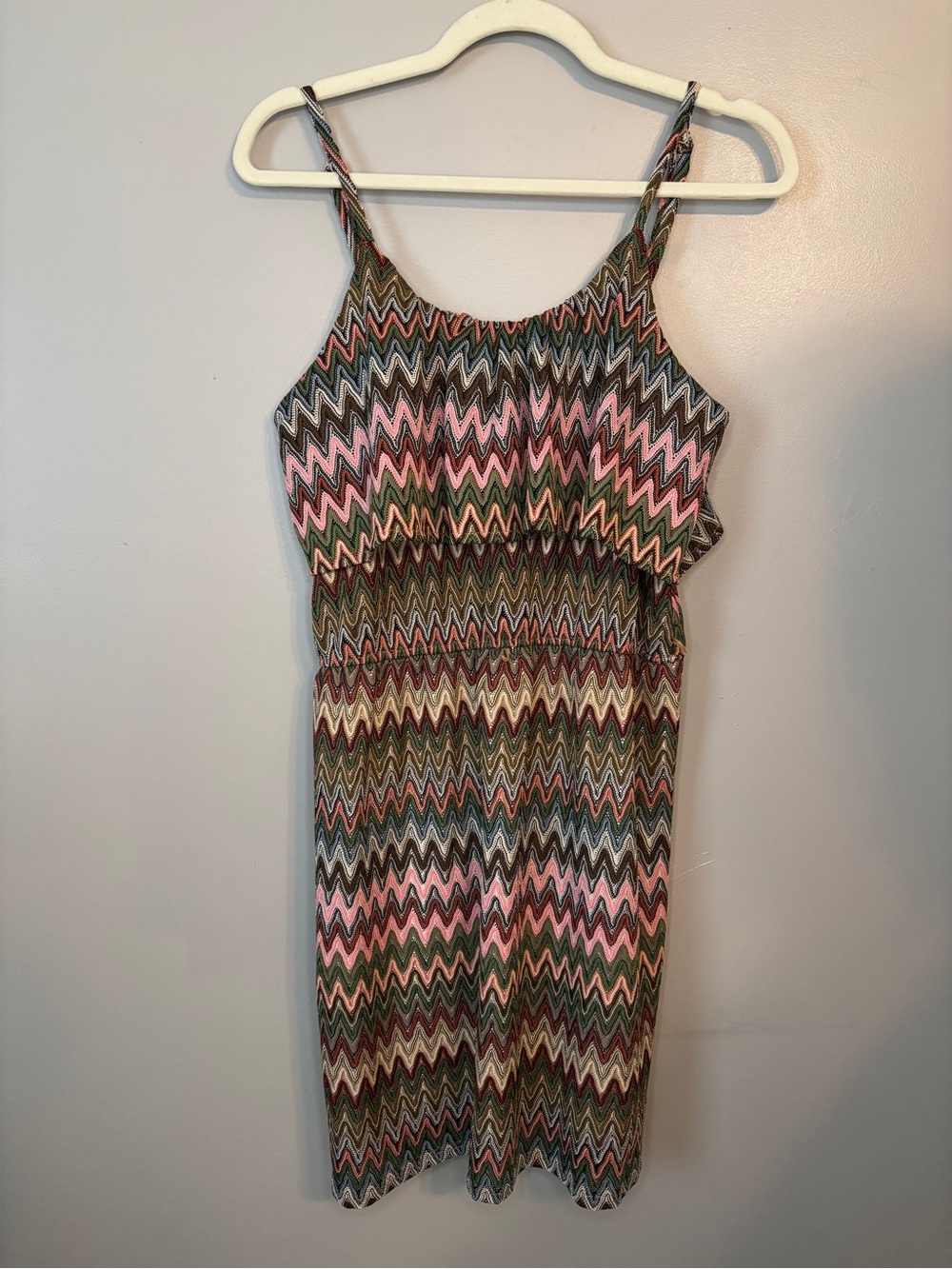 Lily Rose Zigzag Midi Dress in Pink and Green
